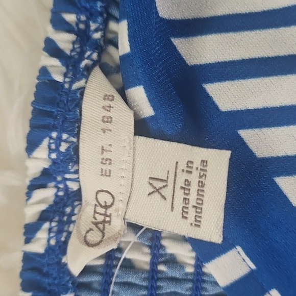 Cato Blue and White Striped Jumpsuit with Ruffle Hem NWOT - Picture 14 of 16